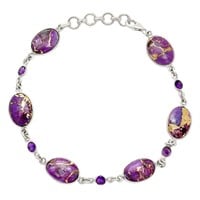 925 Copper Purple Turquoise and Amethyst Bracelet