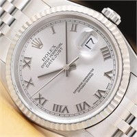 Rolex Men Datejust Silver  Roman Dial Watch