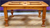 Oak coffee table w/ crosses, no glass