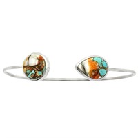 Silver Spiny Oyster Turquoise Cuff Bangle Bracelet