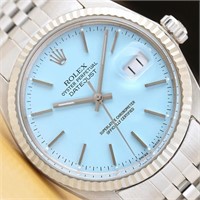 Rolex Men Datejust Aqua Diamond Watch