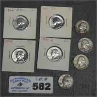 (8) Silver Washington Quarters