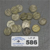 (17) Wartime Silver Jefferson Nickels