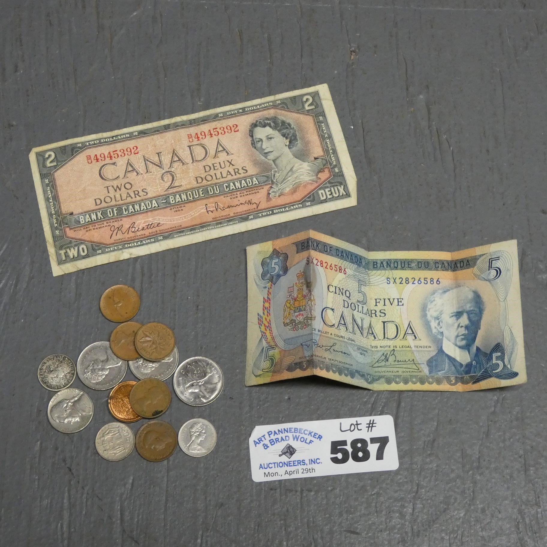 Assorted Canada / Foreign Coins & Currency
