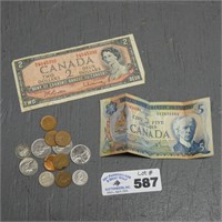 Assorted Canada / Foreign Coins & Currency