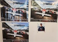 3 VTG Indy car posters & a signed Jim Cantore pic