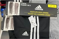 Adidas Youth 2 Pack Leggings, XL/16, Black, Grey