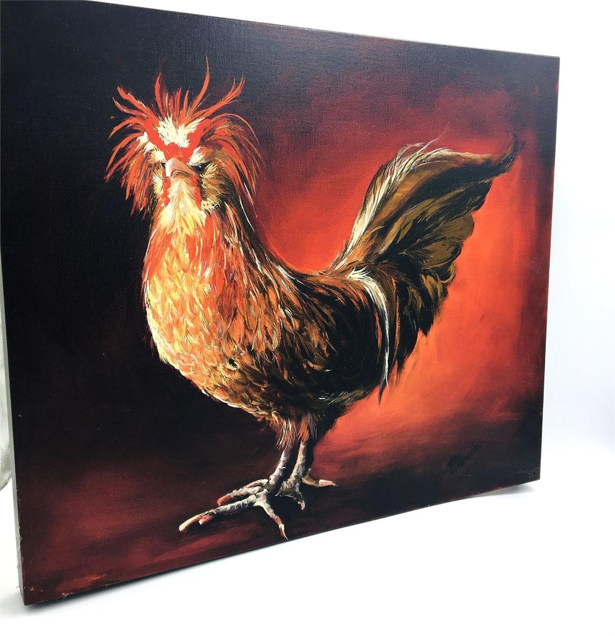 Vibrant Rooster Canvas Art Piece