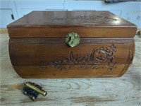 Hand Carved Jewelry Box and Mini Brass Canon