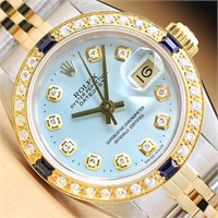 Rolex Ladies Datejust Sapphire Diamond Watch