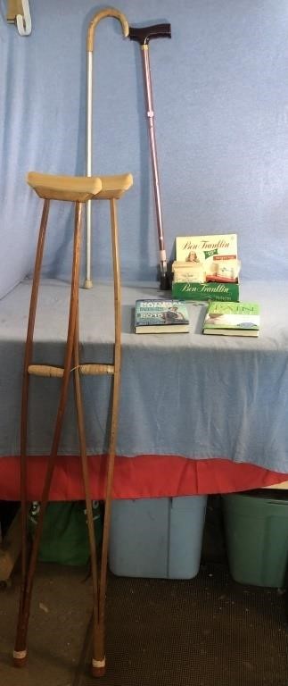 Medical Lot Includes Wood Crutches, 2