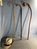 Walking Stick Lot Including Bamboo Decoration