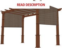 8'x12' Pergola Cover Canopy with Rods  Brown