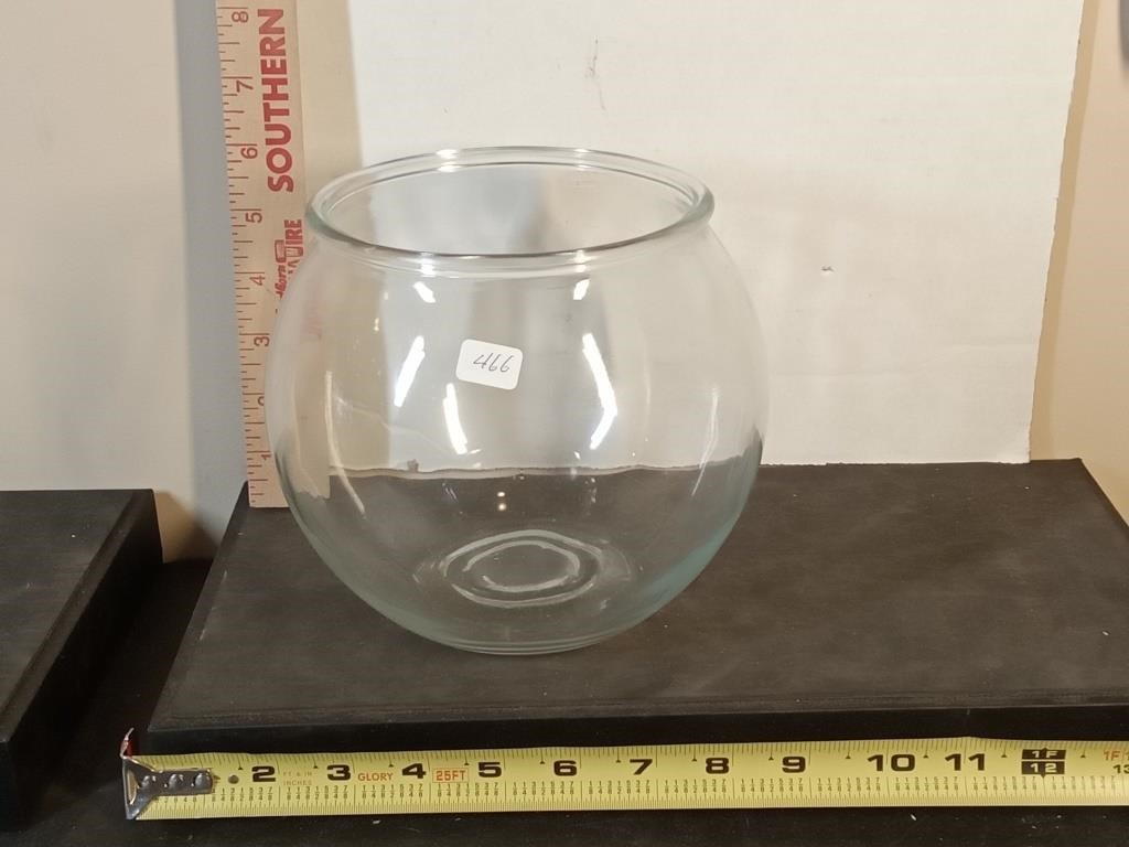 vtg round glass fish bowl