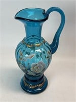 Fenton Hand Painted & Signed Pitcher Vase 9 1/2”