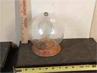vtg glass dome coin bank with 6 presidental