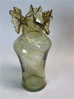 Fenton Ruffled Edge Swirl Vase 9”