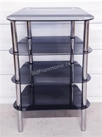 CHROME & GLASS MEDIA STAND