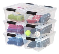 12 Quart Stackable Plastic Storage Bins, qty 6