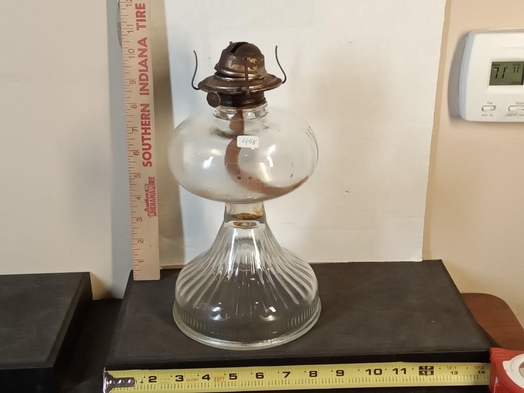 vtg glass oil lamp