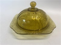 Vintage Federal Glassware Amber Butter Dish from