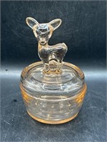 Jeanette Glass Deer Powder Dish-Small Chips
