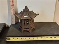 vtg cast iron Pagoda outdoor candle lamp