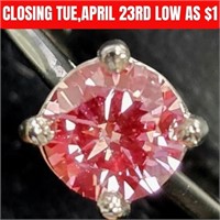 $6760 14K  2.37G, 1Ct Fancy Pink Lab Diamond Ring