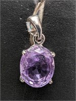 $160 Silver 2.15G, 4Ct Amethyst Pendant