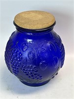 Cobalt Blue Glass Cookie Jar 10”