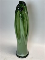 Blown Green Art Glass Vase 15 1/2”