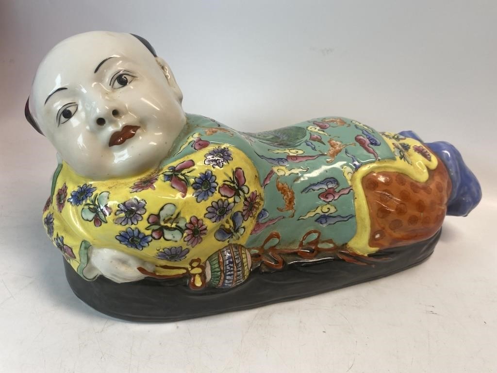 CHINESE RARE OLD HEAVY PILLOW 15” Long