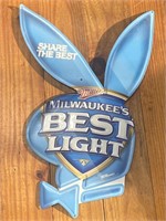 Metal Milwaukee’s Best Sign shaped like Playboy