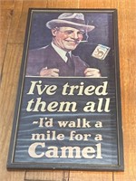 Paper Camel Sign Framed 14” x 27”