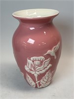 8" Telaflora Ceramic Pink Embossed Vase with