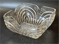 Etched Crystal Square Bowl 8 1/2”