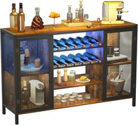 Bar Cabinet with RGB LED Lights  Brown