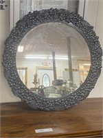 Round Mirror  with metal framing, approximately