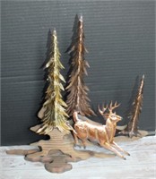 BRASS AND WOOD DEER DECOR