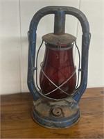 Vintage Kerosene Lantern with Red Globe