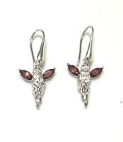 Sterling Silver Natural Angel Garnet Earrings
