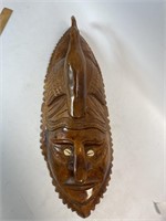 Hand Carved Wooden Folk Art Mask 25” Long