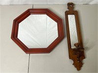 Octagonal Mirror and Mirrored Candle Sconce