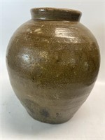 Bulbous Stoneware Storage Jar 13” Tall  11” In