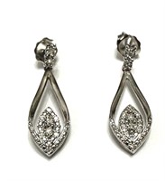 Sterling Silver .10 Ct Diamond Dangle Earrings