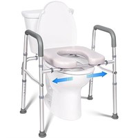 Raised Toilet Seat with Handles and Widen Seat