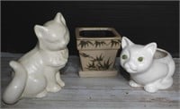 CAT PLANTERS (2) AND ORIENTAL PLANTER