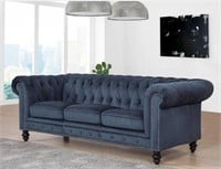 Grand Chesterfield Blue Velvet Designer Sofa
