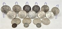 15 Mixed Date/Grade Silver Dollars; 3 Pieces U.S.