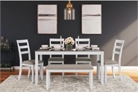 ASHLEY STONEHOLLOW 6-PIECE TABLE 4 CHAIRS & BENCH